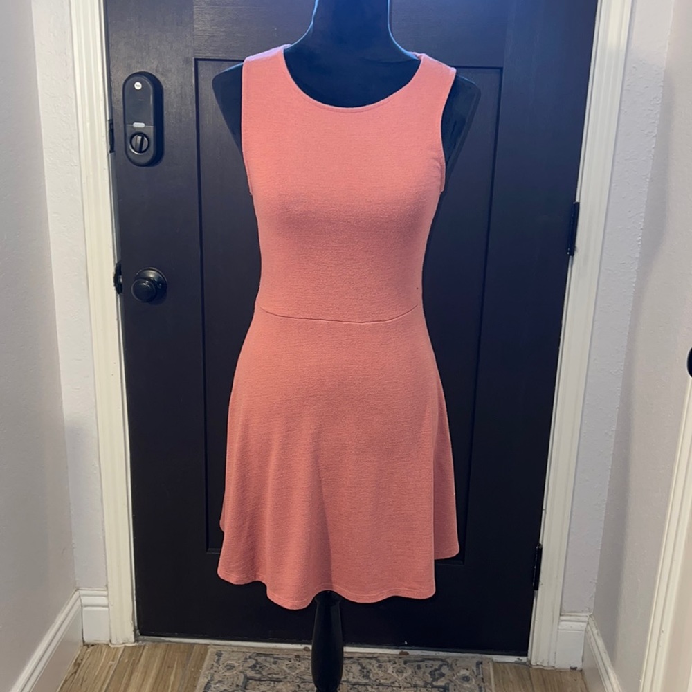 Mauve open back skater dress